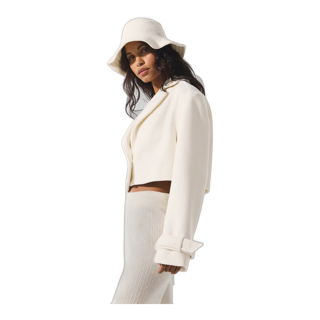 alo Wool Cropped Metro Trench - Ivory