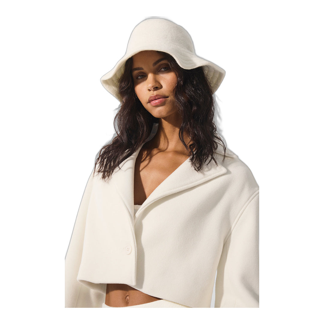 alo Wool Cropped Metro Trench - Ivory