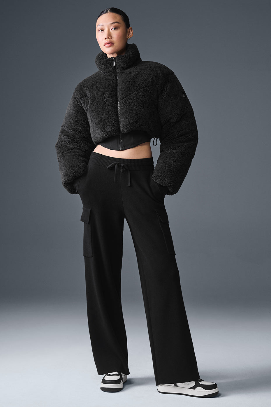 alo Sherpa Main Act Corset Puffer - Black