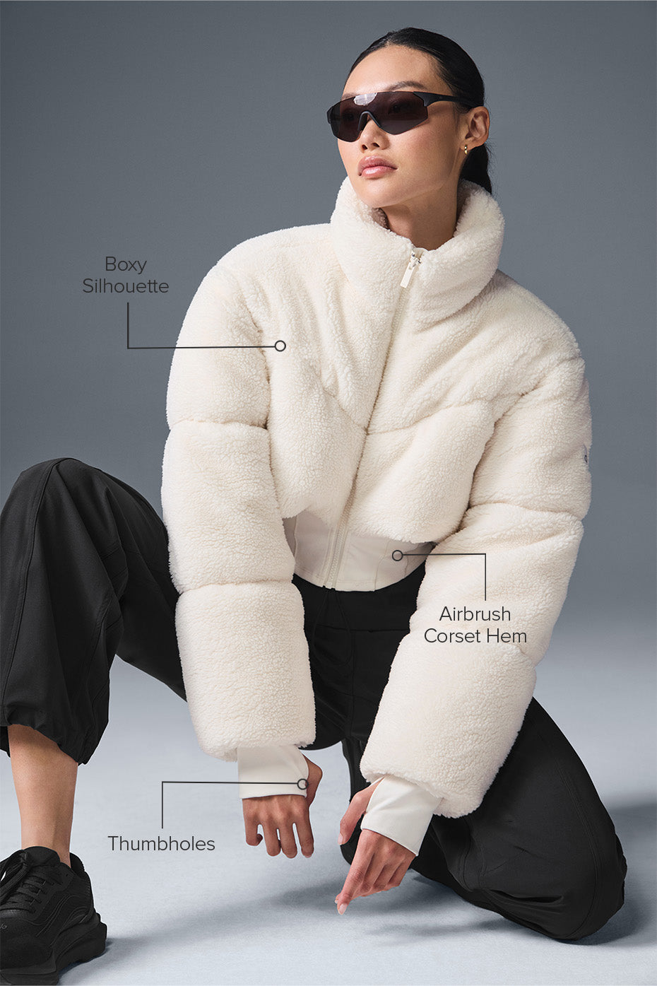alo Sherpa Main Act Corset Puffer - Ivory