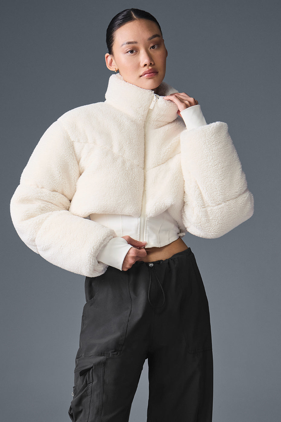alo Sherpa Main Act Corset Puffer - Ivory