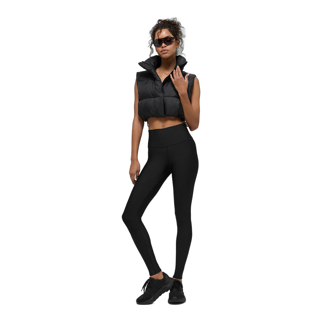 alo Cropped Gold Rush Puffer Vest - Black