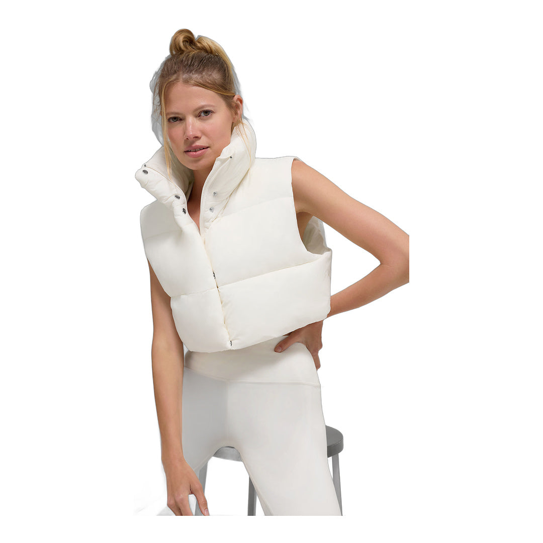 alo Cropped Gold Rush Puffer Vest - Ivory