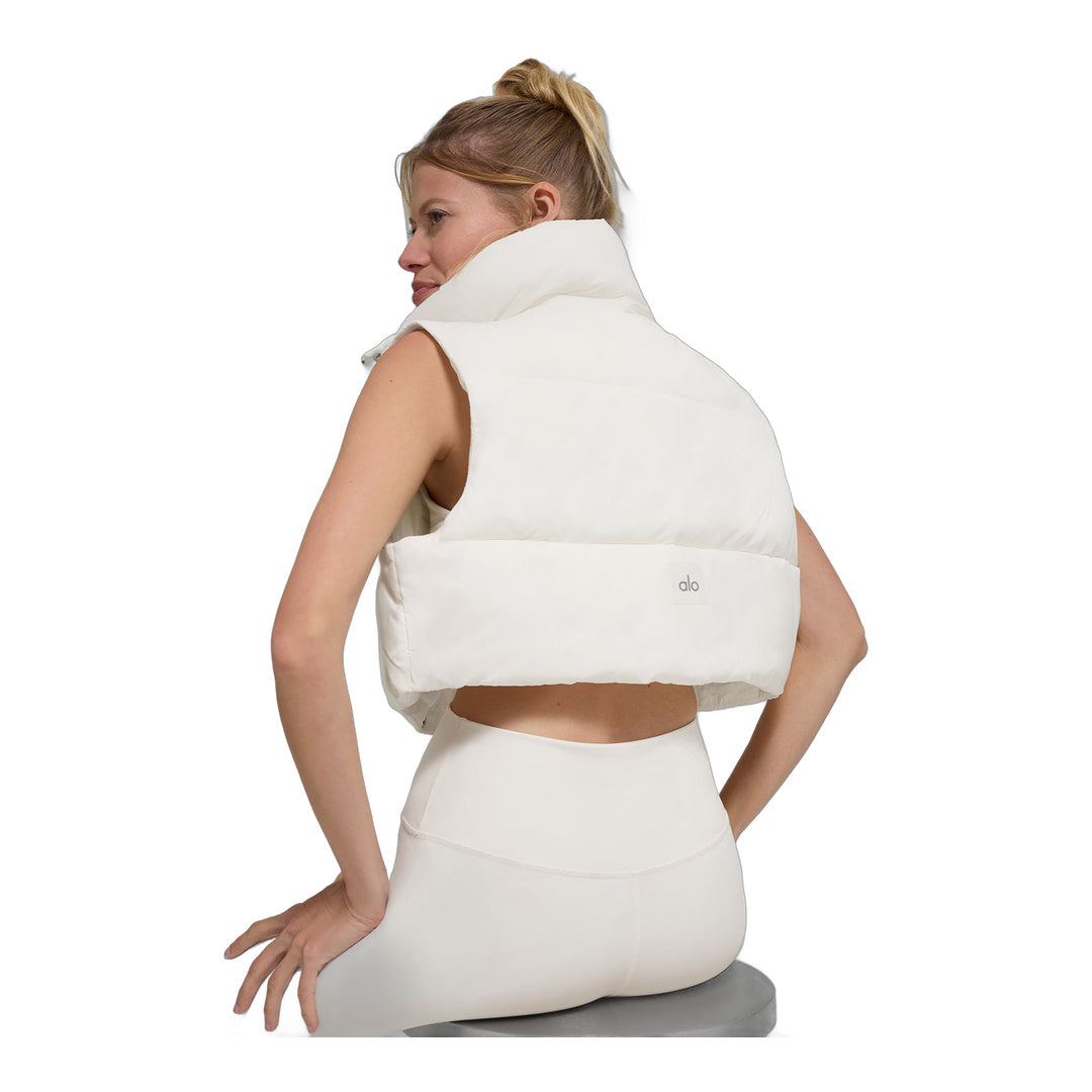 alo Cropped Gold Rush Puffer Vest - Ivory