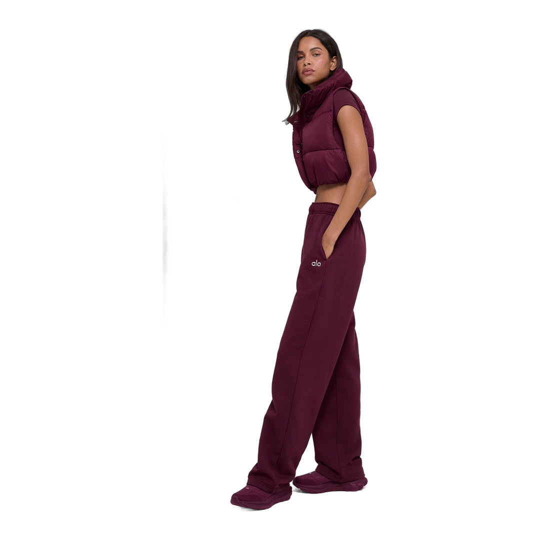 alo Cropped Gold Rush Puffer Vest - Burgundy