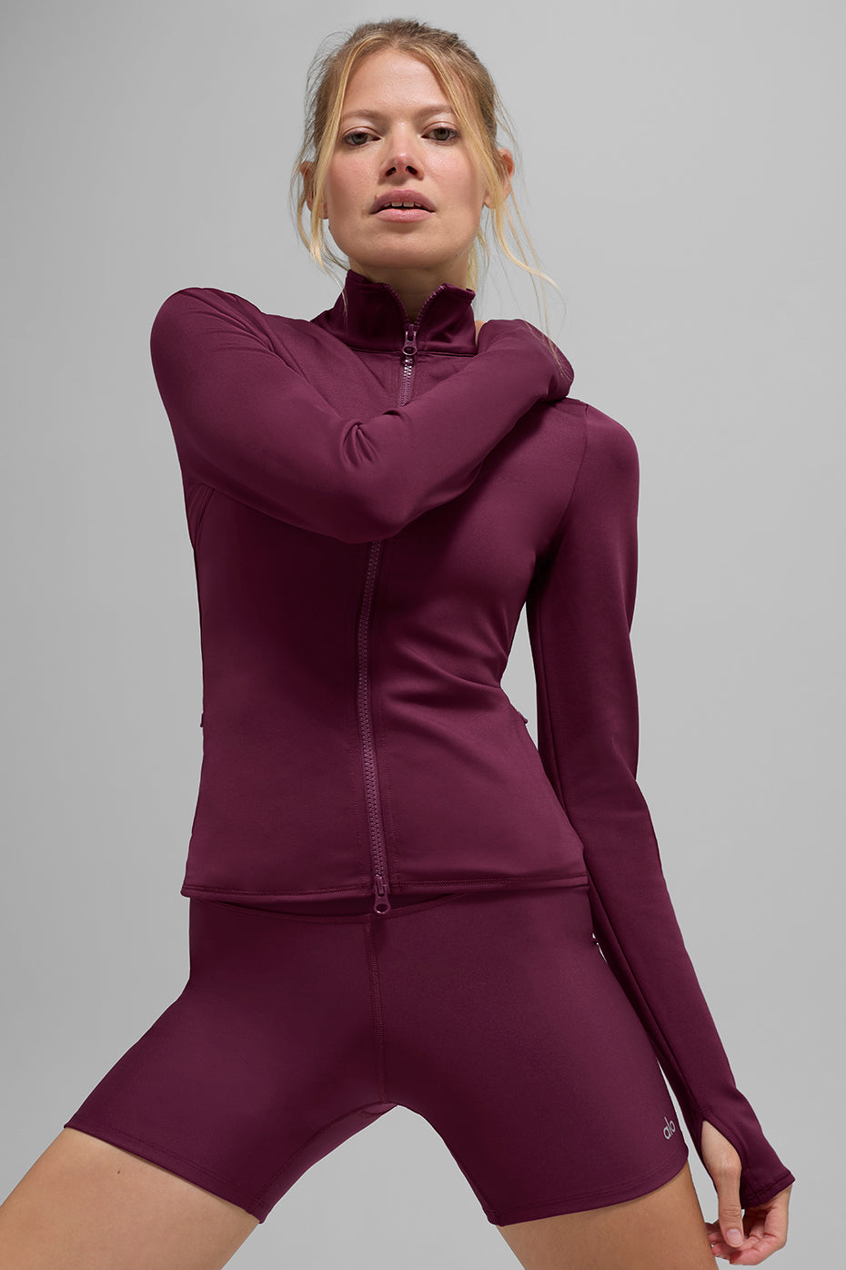 alo Airlift Winter Warm Radiant Full-Zip Jacket - Burgundy