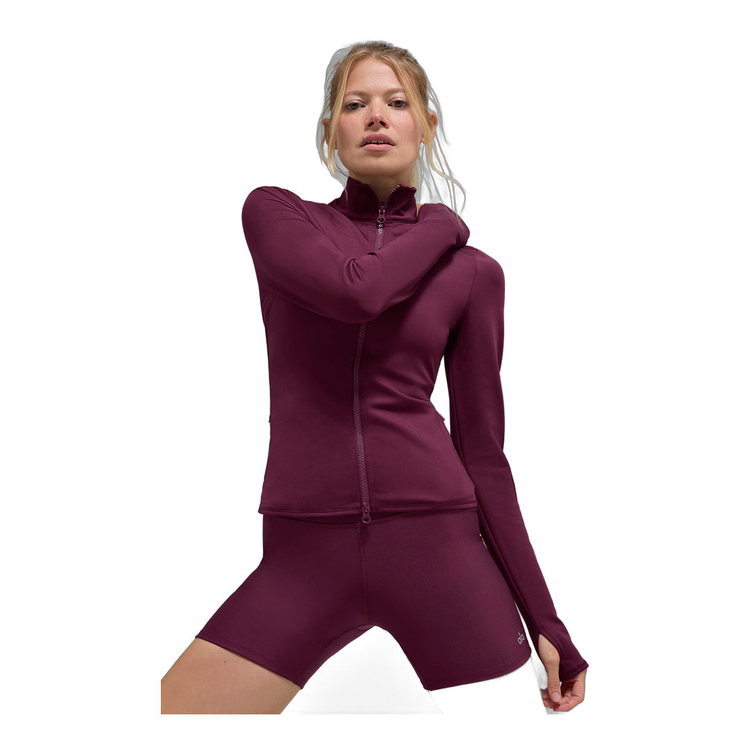 alo Airlift Winter Warm Radiant Full-Zip Jacket - Burgundy