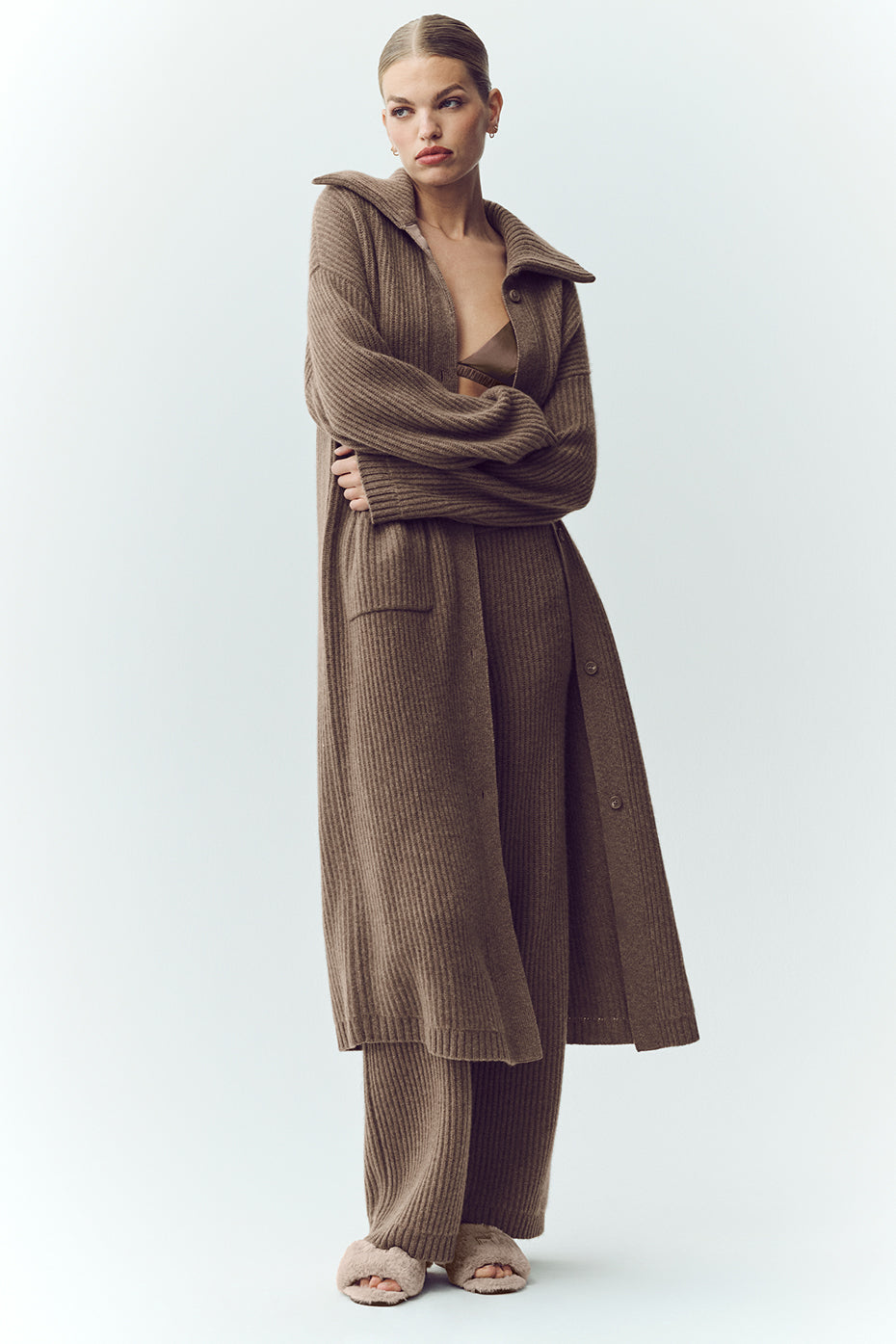 alo Cashmere Northstar Long Cardigan - Alpine Cocoa Heather