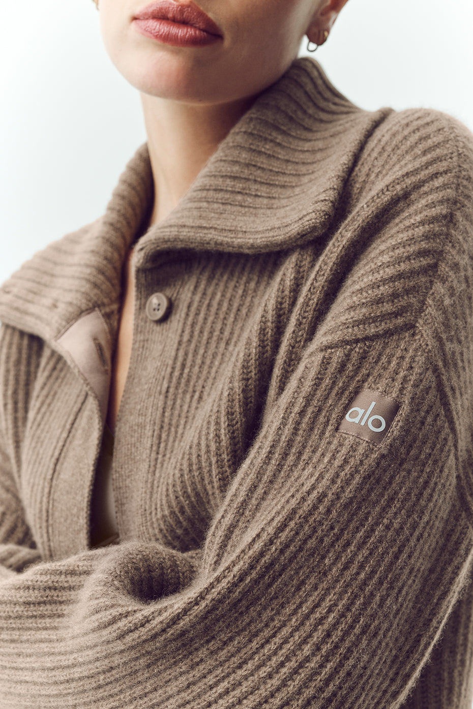 alo Cashmere Northstar Long Cardigan - Alpine Cocoa Heather
