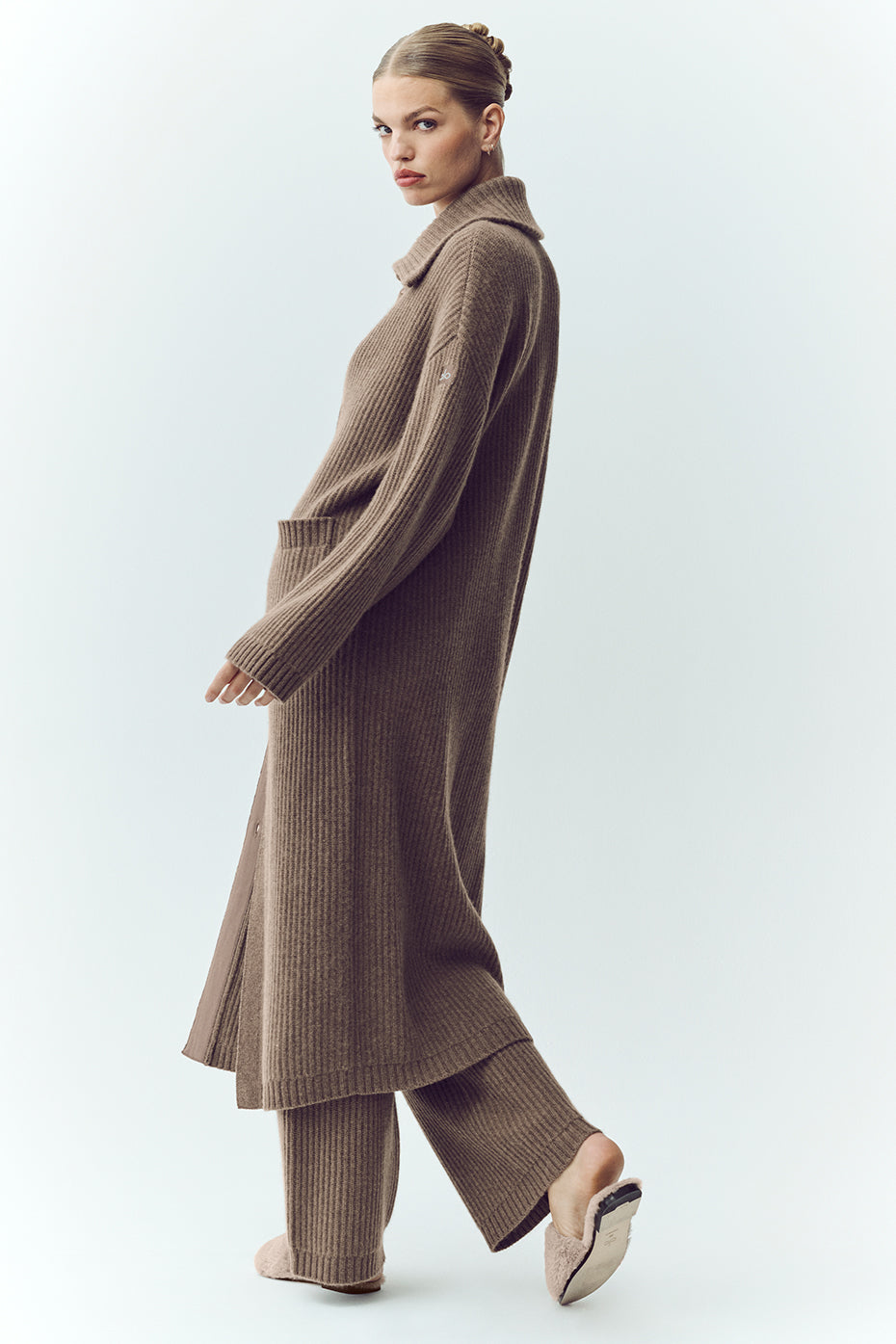 alo Cashmere Northstar Long Cardigan - Alpine Cocoa Heather