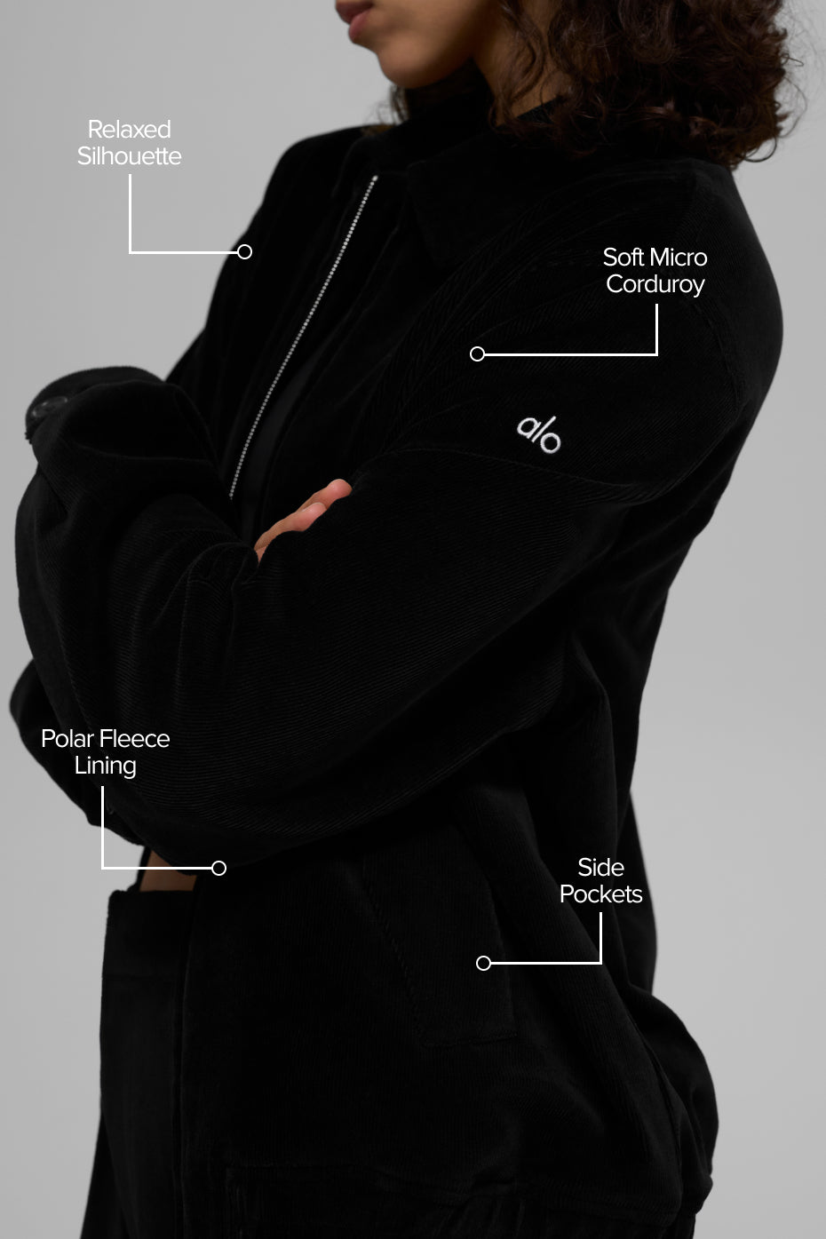 alo Micro Corduroy On Duty Jacket - Black