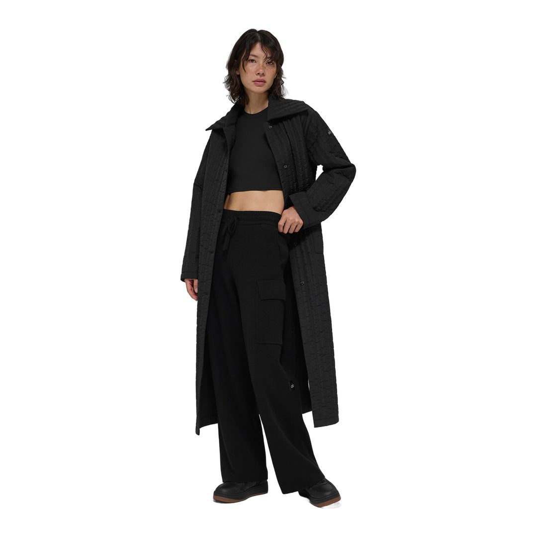 alo Quilted Skyline Long Coat - Black