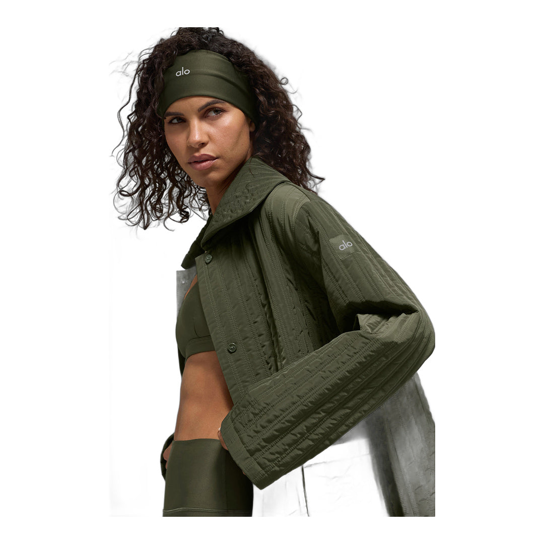alo Quilted Skyline Long Coat - Green Olive
