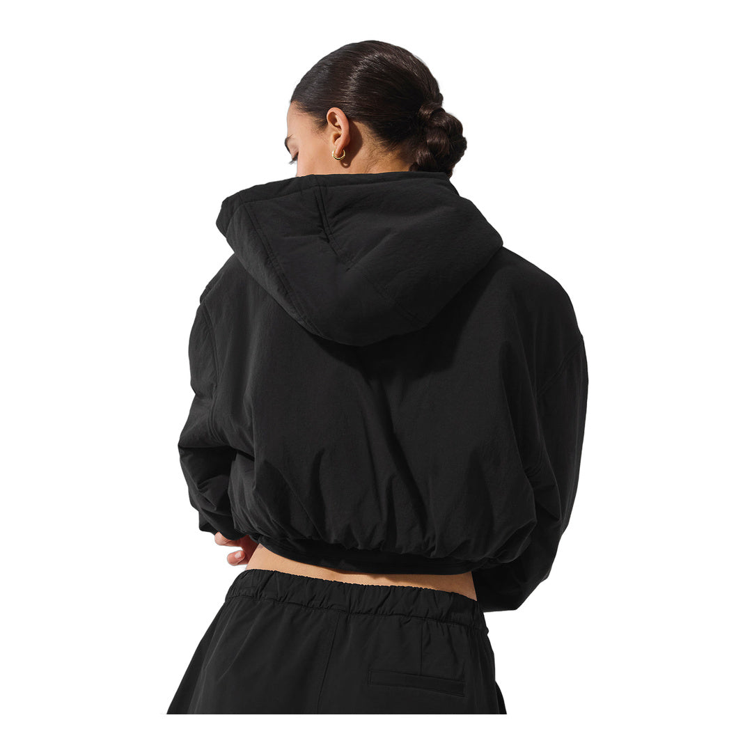 alo Cropped Mountain Peak Full-Zip Hoodie - Black