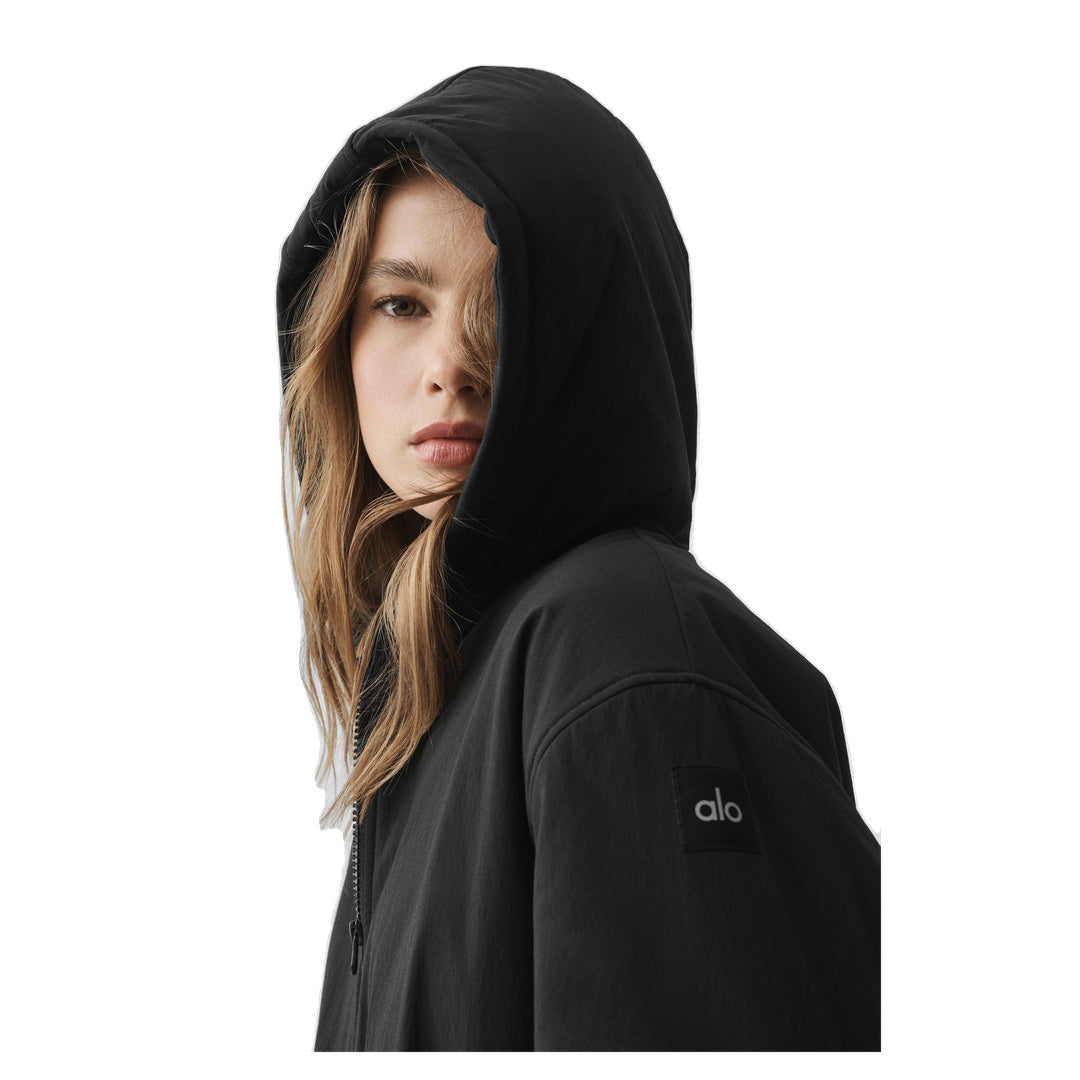 ALO Cropped Mountain Peak Full-Zip Hoodie - Black