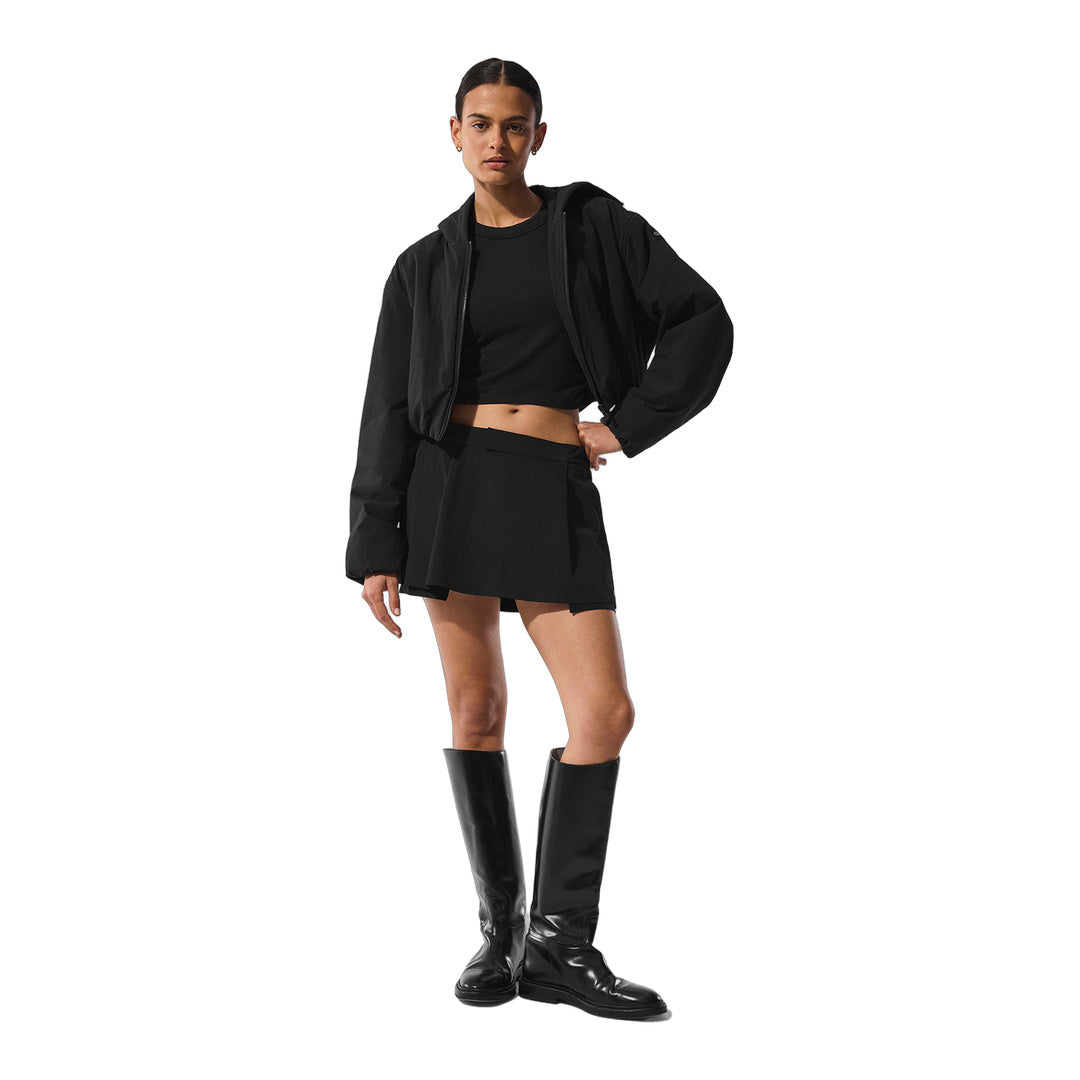 alo Cropped Mountain Peak Full-Zip Hoodie - Black