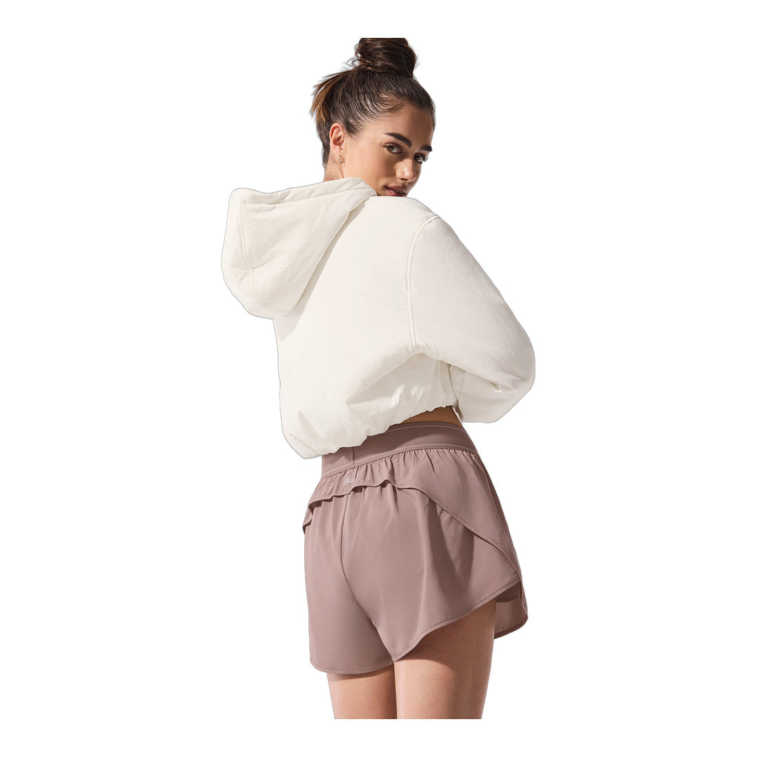 alo Cropped Mountain Peak Full-Zip Hoodie - Ivory