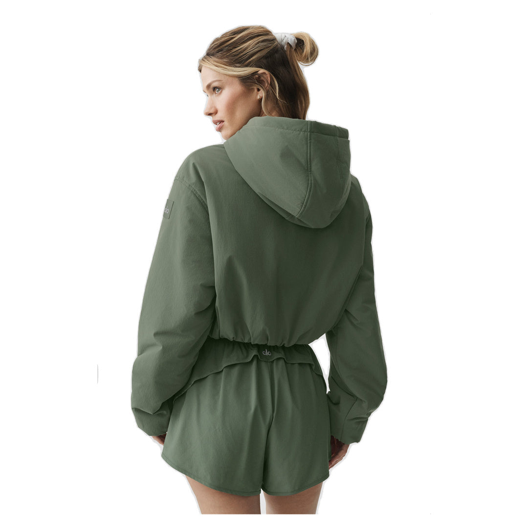 ALO Cropped Mountain Peak Full-Zip Hoodie - Bamboo Green