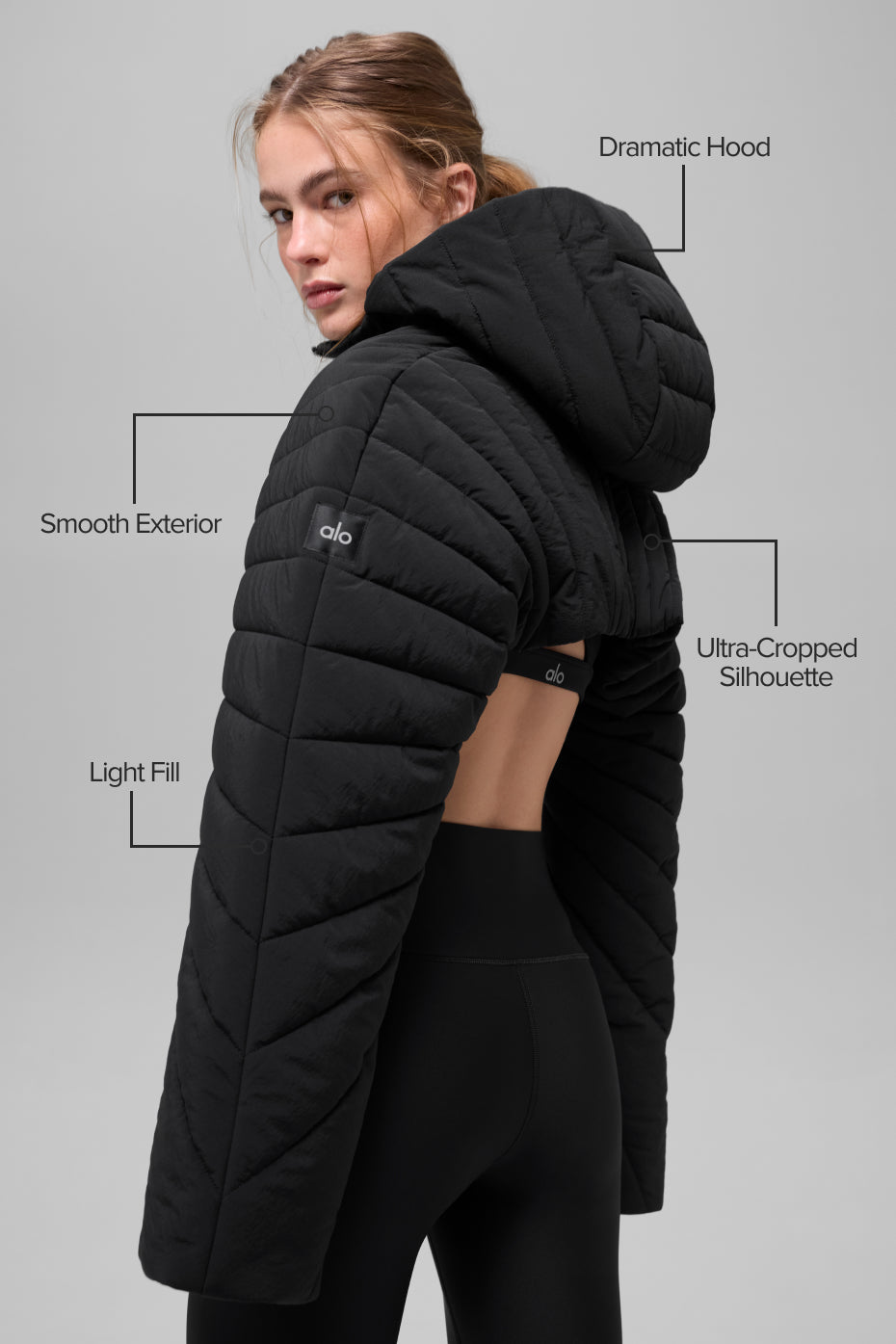 alo Quilted Starlight Puffer Shrug - Black