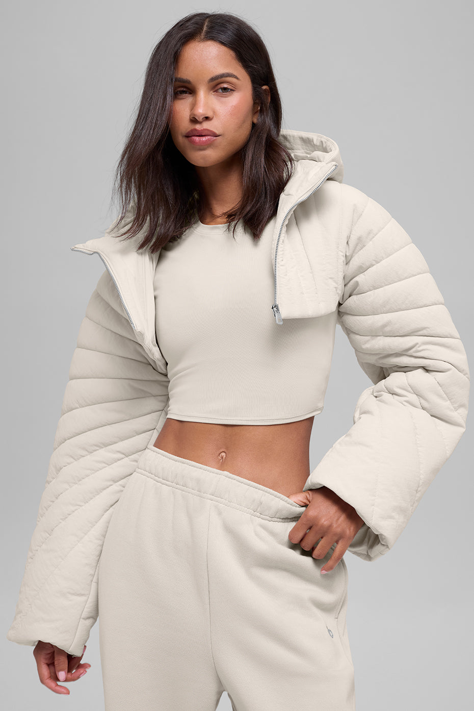 alo Quilted Starlight Puffer Shrug - Bone