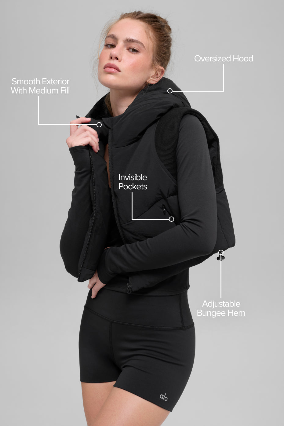 alo Fast Lane Puffer Vest - Black