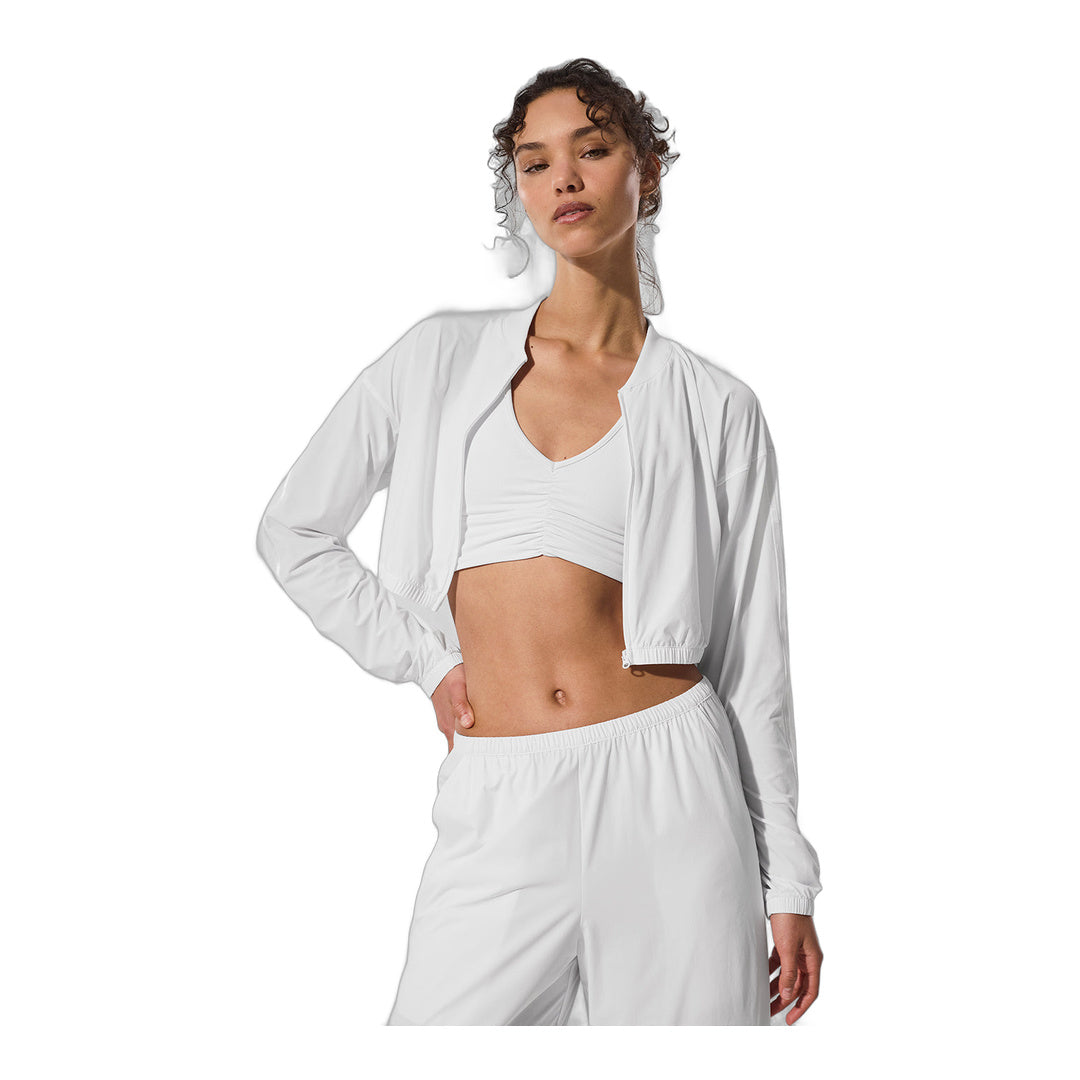 alo Cropped Breezy Full-Zip Cover Up - White
