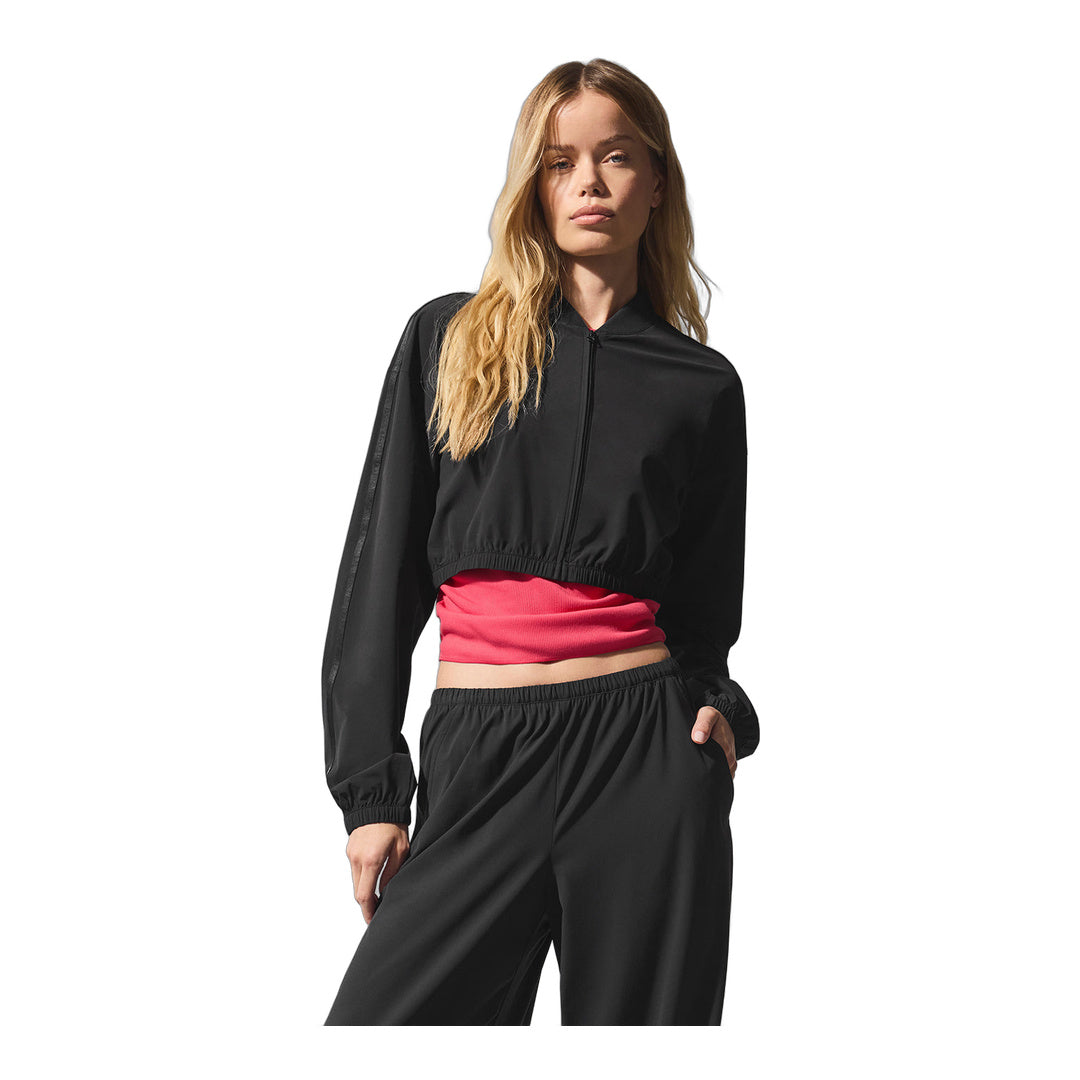alo Cropped Breezy Full-Zip Cover Up - Black