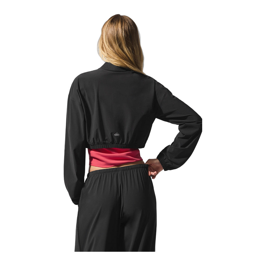alo Cropped Breezy Full-Zip Cover Up - Black