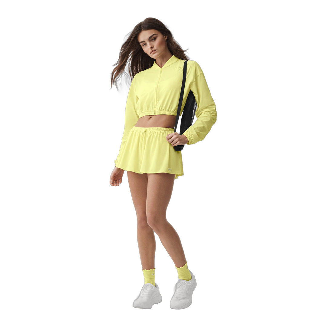 alo Cropped Breezy Full-Zip Cover Up - Sunshine