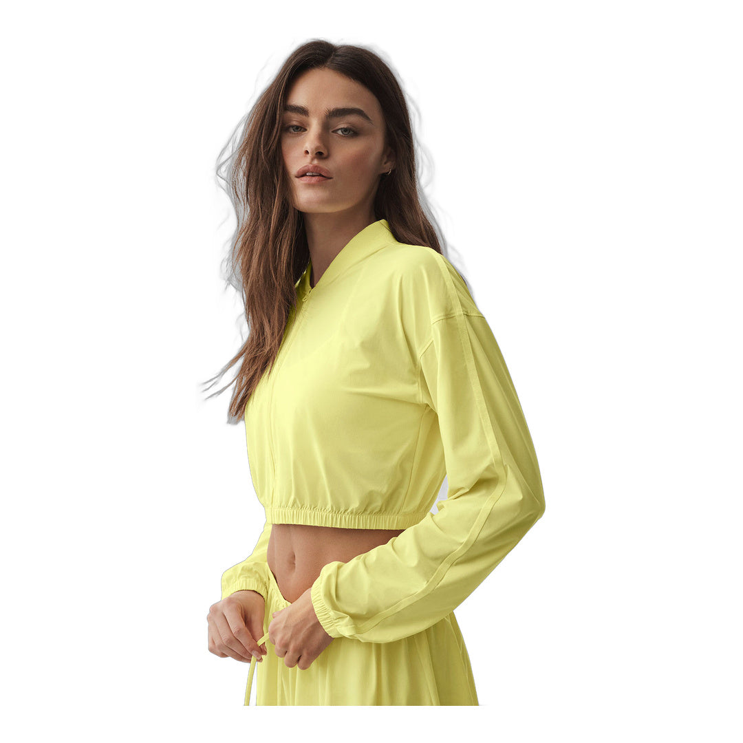 alo Cropped Breezy Full-Zip Cover Up - Sunshine