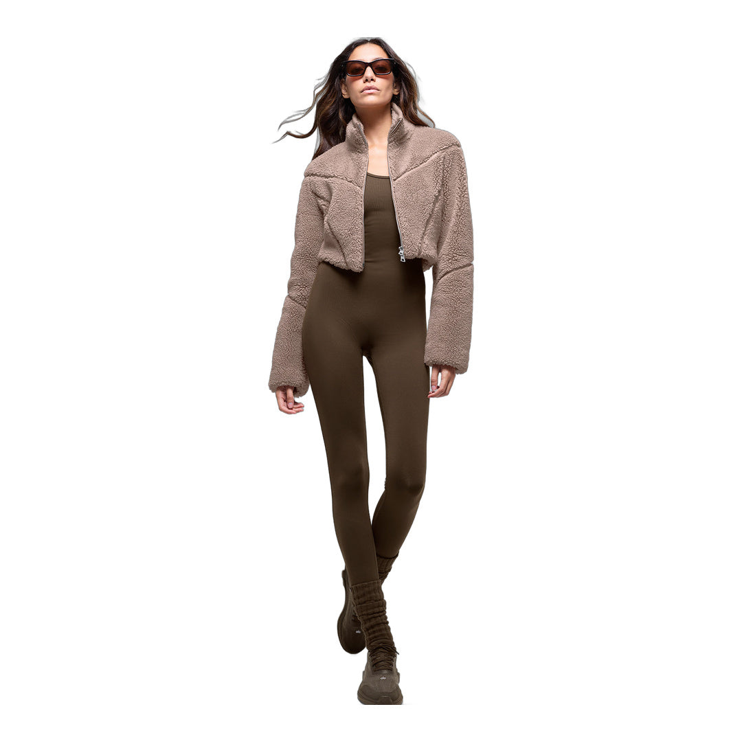 alo Sherpa Cropped Slope Side Jacket - Chai Latte