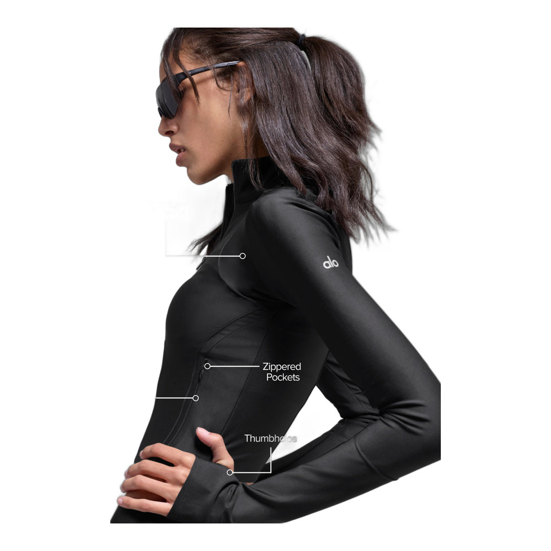 alo Airlift Ignite Zip Up Jacket - Black