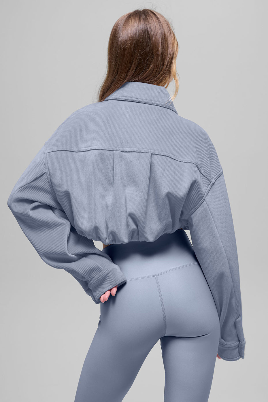 alo Ribbed Velour Cropped Mountain Side Jacket - Winter Frost