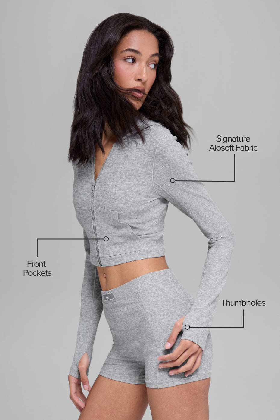 alo Alosoft Sincere Fitted Jacket - Athletic Heather Grey