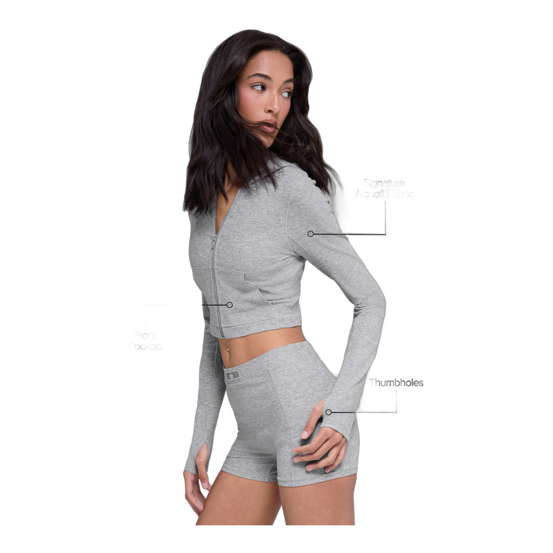 alo Alosoft Sincere Fitted Jacket - Athletic Heather Grey