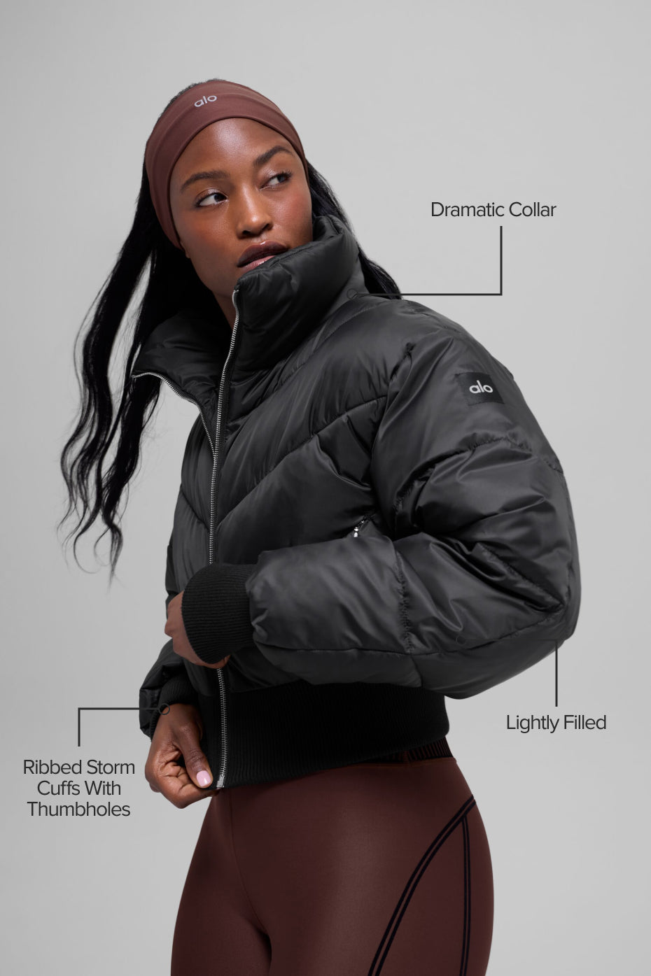 alo Cropped Atmosphere Puffer - Black