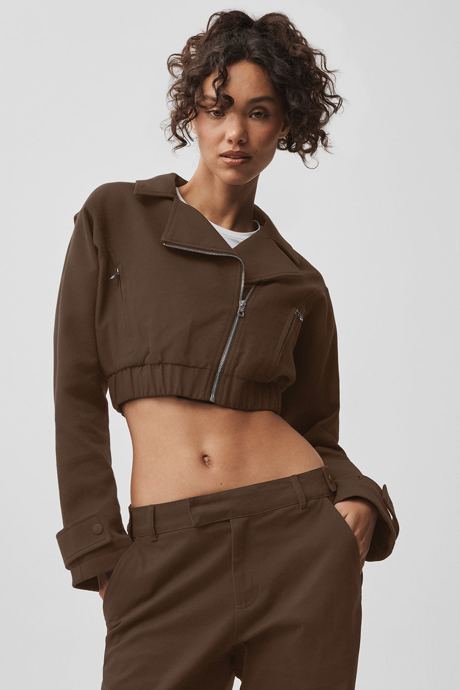 alo Cropped Cosmopolitan Jacket - Espresso