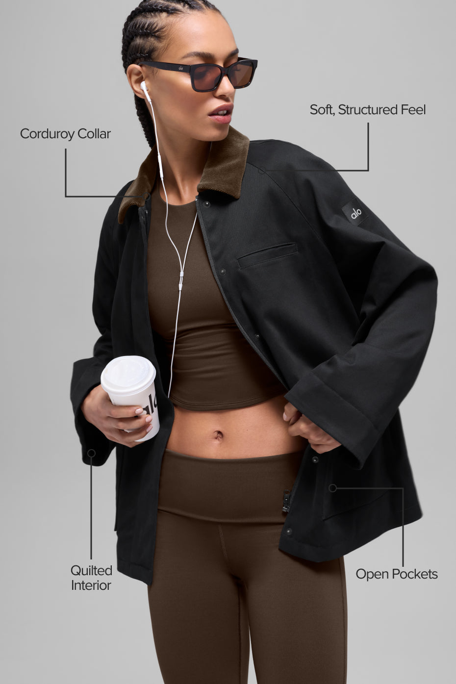 alo Twill Barn Jacket - Black/Espresso