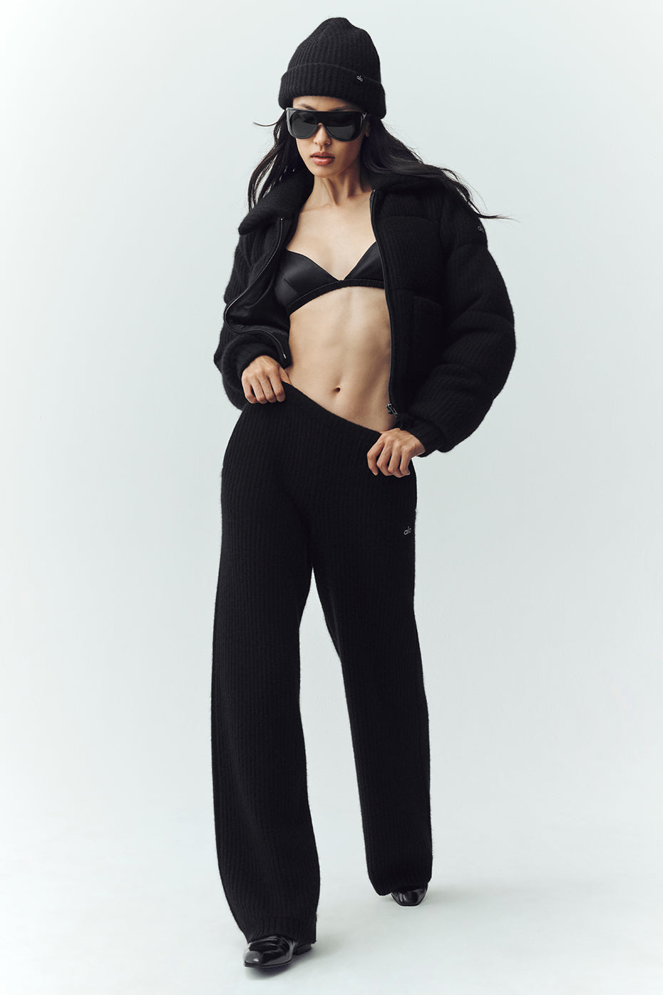alo Cashmere Northstar Sweater Puffer - Black