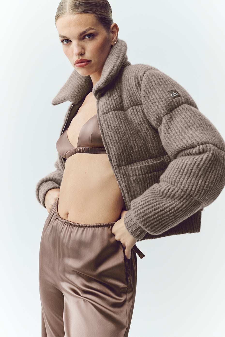 alo Cashmere Northstar Sweater Puffer - Alpine Cocoa Heather