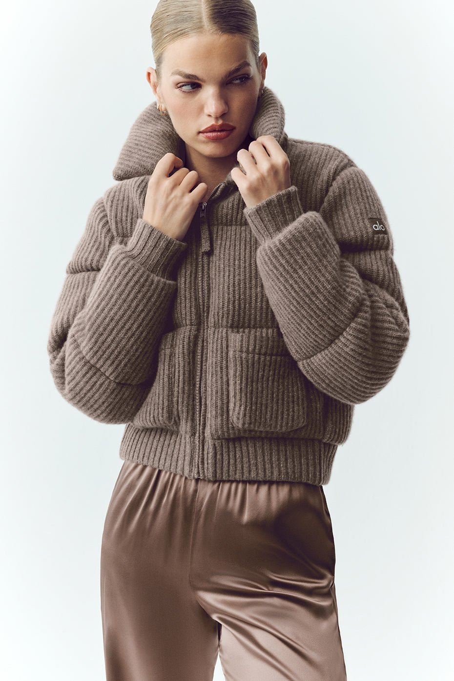 alo Cashmere Northstar Sweater Puffer - Alpine Cocoa Heather