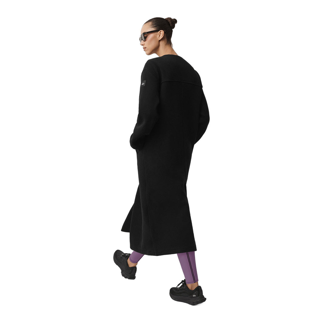 alo Double Face Wool City Girl Long Coat - Black