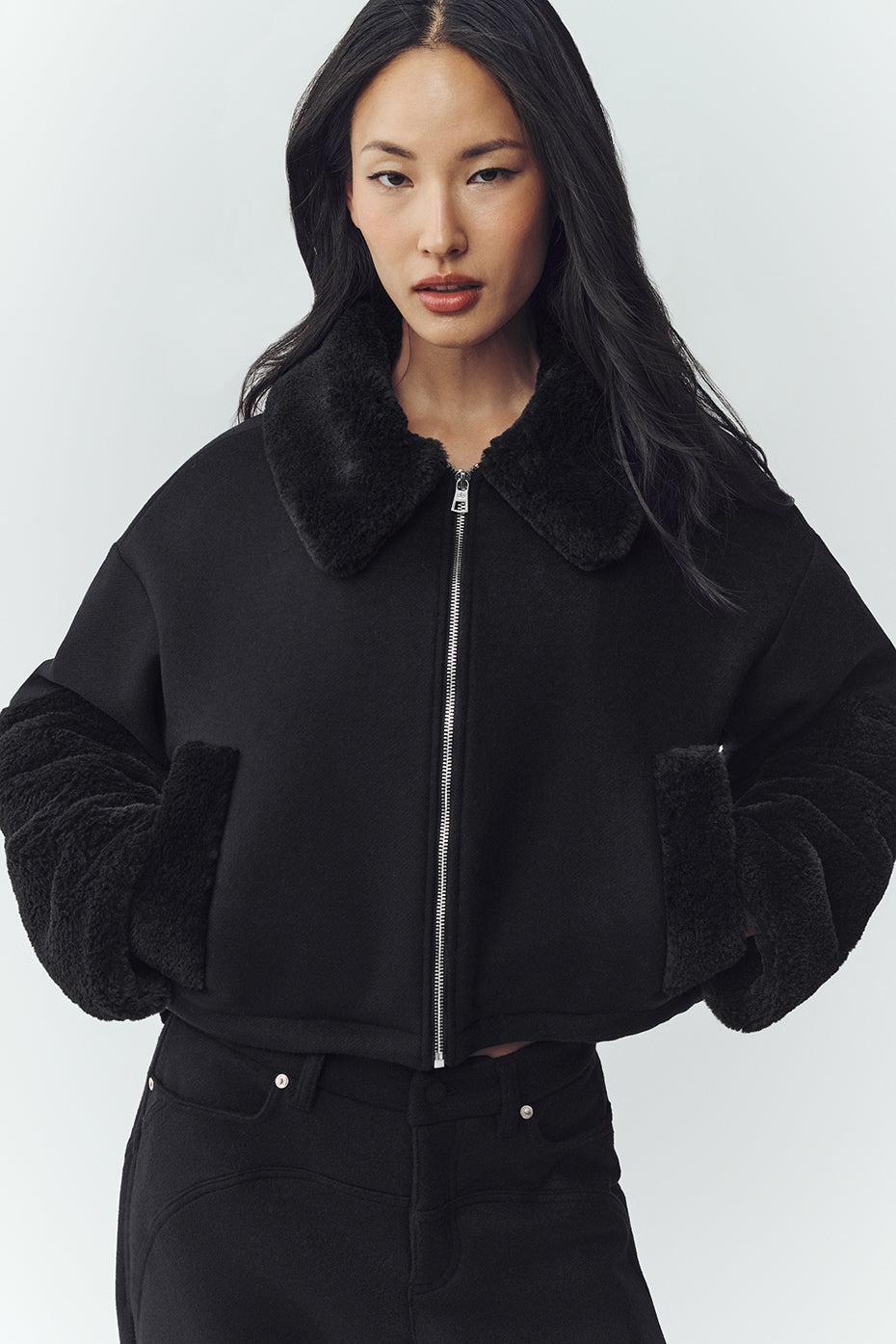 alo Wool Blend Nightfall Bomber - Black