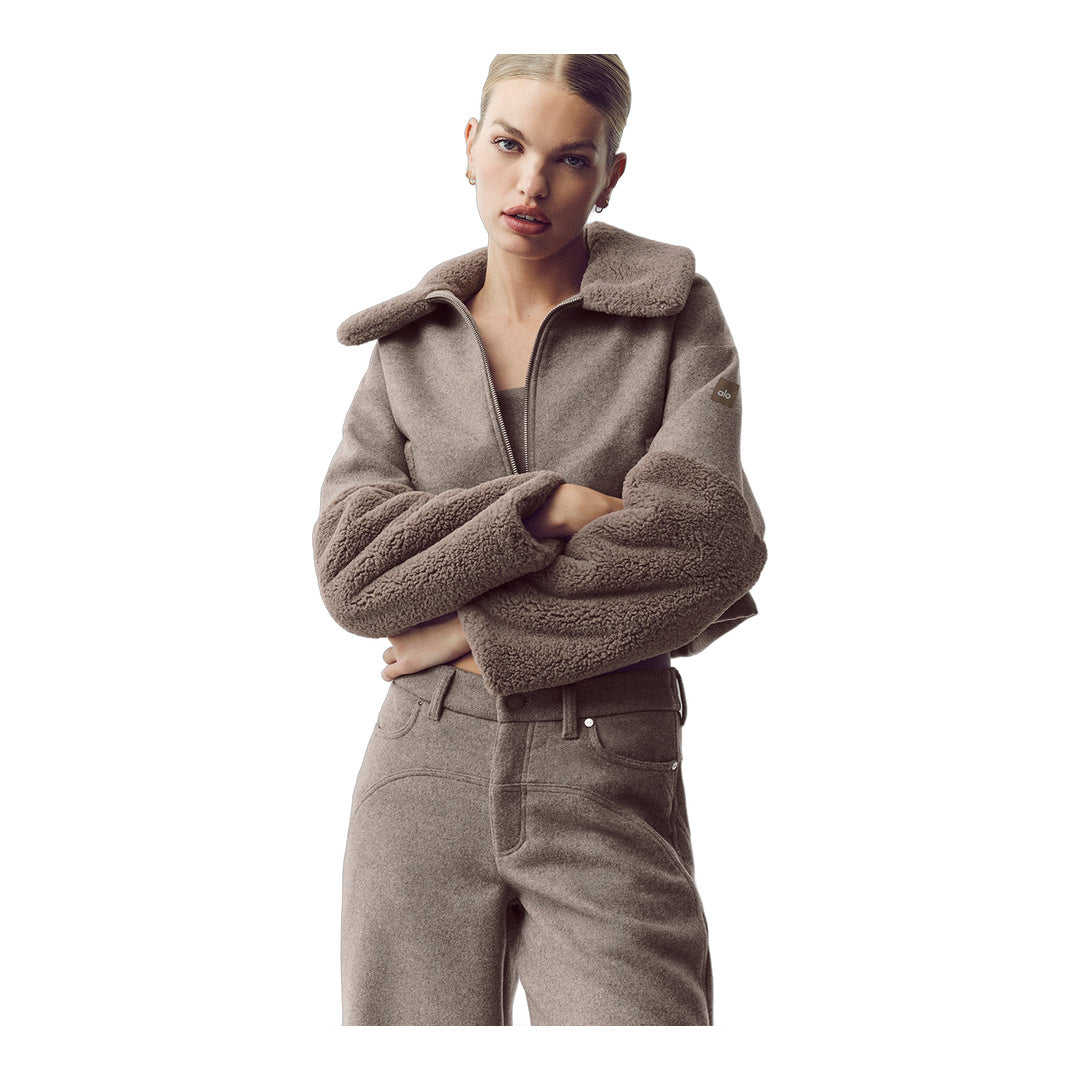 alo Wool Blend Nightfall Bomber - Alpine Cocoa Heather