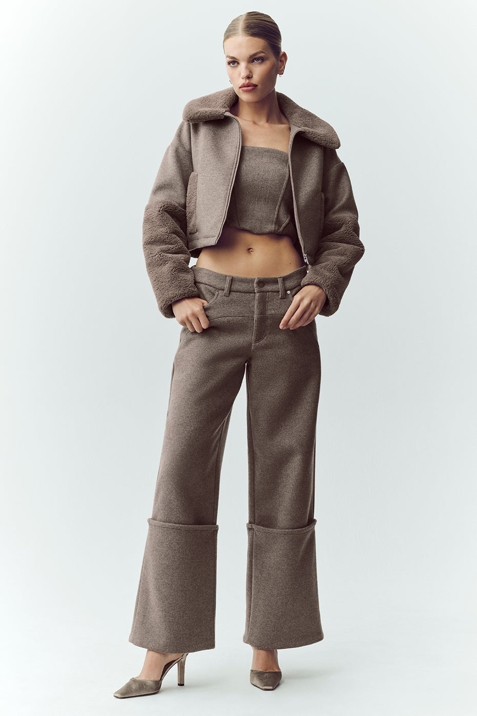 alo Wool Blend Nightfall Bomber - Alpine Cocoa Heather