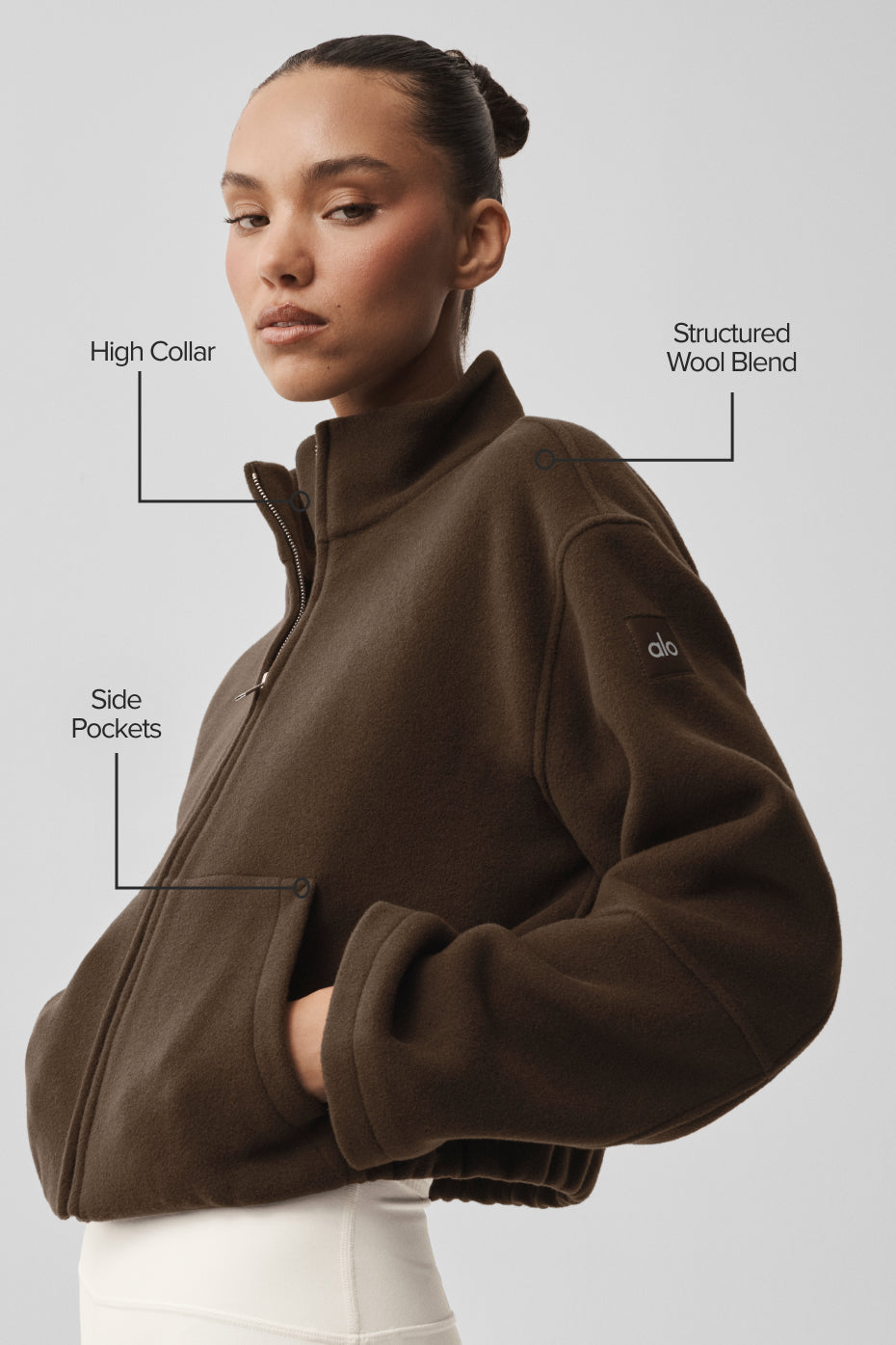 alo Double Face Wool City Girl Jacket - Espresso