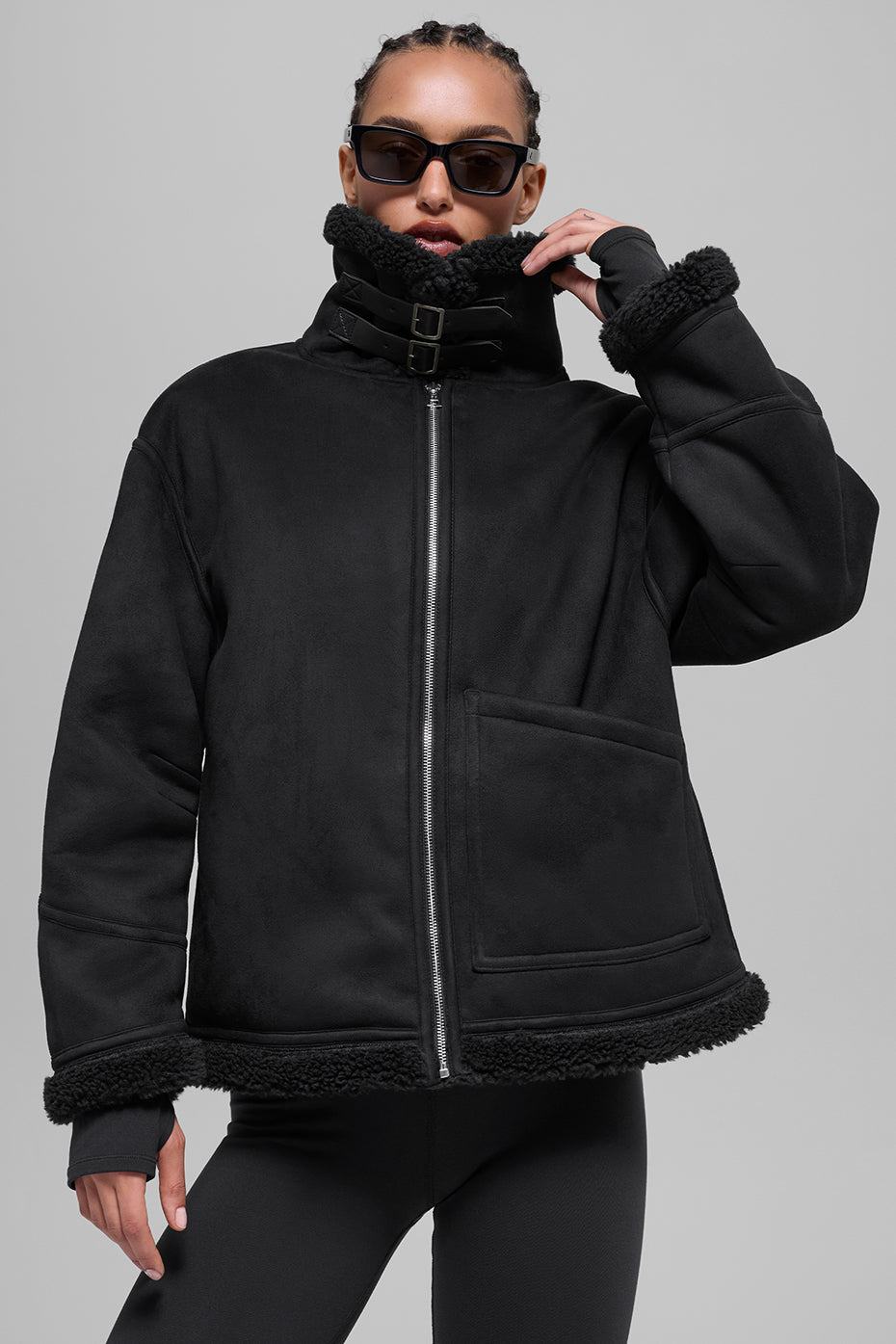 alo Faux Shearling Grand Jacket - Black