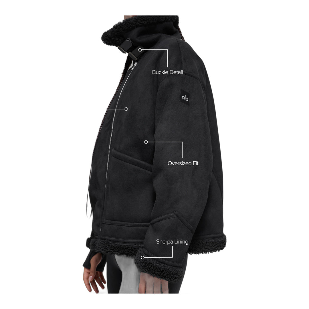 alo Faux Shearling Grand Jacket - Black