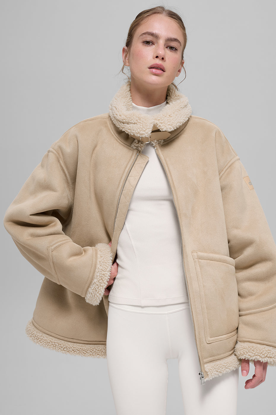 alo Faux Shearling Grand Jacket - Woodland Tan