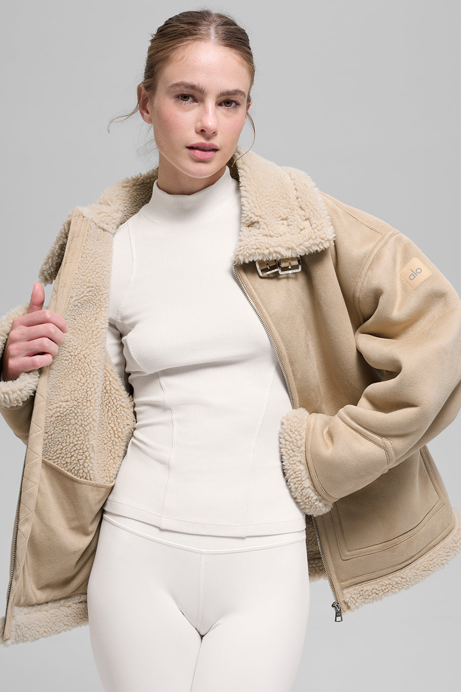 alo Faux Shearling Grand Jacket - Woodland Tan